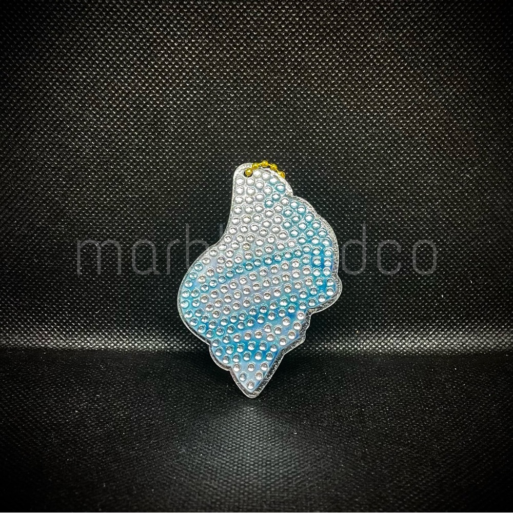 Blue and White Sea Shell Keychain Accessory